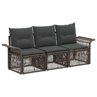 vidaXL Conjunto De Sof&aacute;s De Jard&iacute;n 3 Pcs Gris Rat&aacute;n Sint&eacute;tico Vidaxl