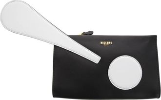 Moschino Uitroepteken Clutch Tas in Zwart - Dames - Clutches - Zwart - ONE Size - Leer - Tassen