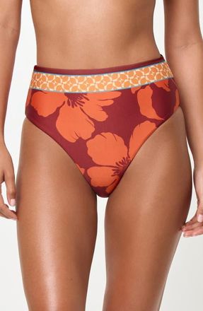 L*Space Soleil High Waist Rib Bikini Bottoms in Cocobolo at Nordstrom, Size X-Large