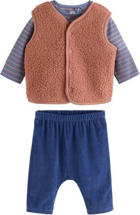 Next Long Sleeve T-Shirt, Teddy Vest & Pants Set in Blue at Nordstrom, Size 12-18M