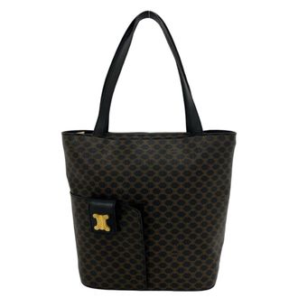 Celine Black Brown Leather Pvc Shoulder Bag Tote Bag (Pre-Owned)