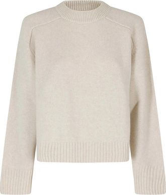 SOEUR Will Sweater - Dames - Ronde hals truien - Beige - XS - Wol - Truien & Vesten
