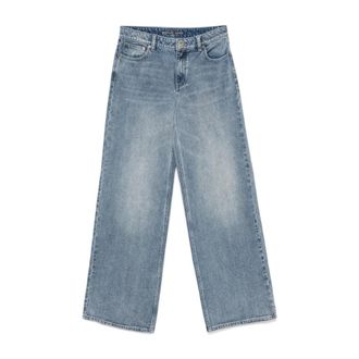 Michael Kors Denim Wide-Leg Jeans - female - Michael Kors - Straight Fit Jeans - Blue - XS - Jeans