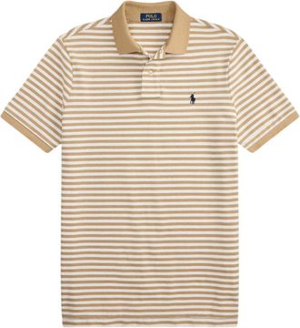 Ralph Lauren Tops, Heren, Beige, L, Katoen, Custom Slim Fit Gestreepte Mesh Polo Shirt