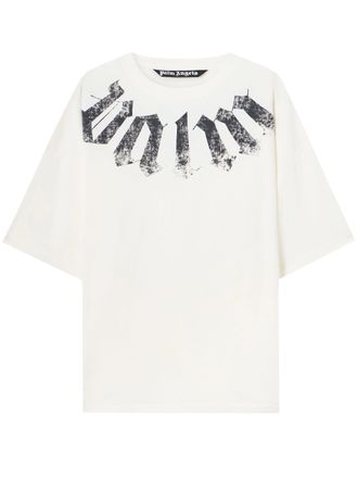 Palm Angels White Big Neck Logo Cotton T-Shirt