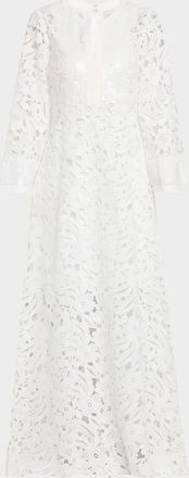 Sachin & Babi Cynthia Sequin-Embellished Floral Lace Gown
