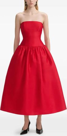 Self Portrait Strapless midi-jurk - Rood