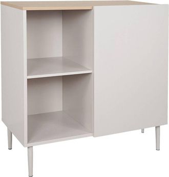 Sweeek Sideboard storage unit metal with wood decor 1 door 80 cm beige and natural - Ashton