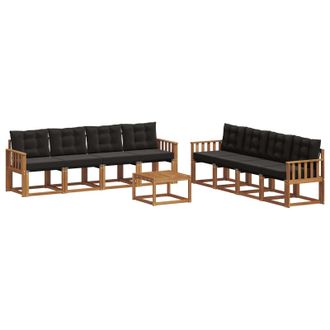 vidaXL Set Di Divani Da Esterno 9 Pz Naturale E Nero Vidaxl