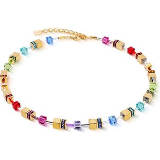 Coeur de Lion Geocube Iconic Metallic Gold Necklace in Rainbow at Nordstrom