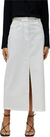 Salsa Witte Denim Midi Rok - Dames - Spijkerrokken - Wit - W28 - Denim - Rokken