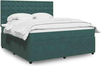 vidaXL Vidaxl - Cama Box Spring Con Colch&oacute;n Terciopelo Verde Oscuro 180x200 Cm