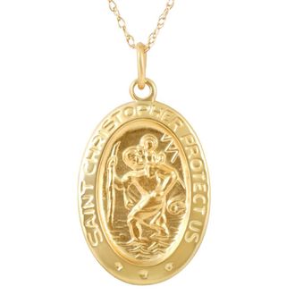 Pompeii3 14k Yellow Gold St. Christopher Medal Pendant.5 Tall 1.5 Grams