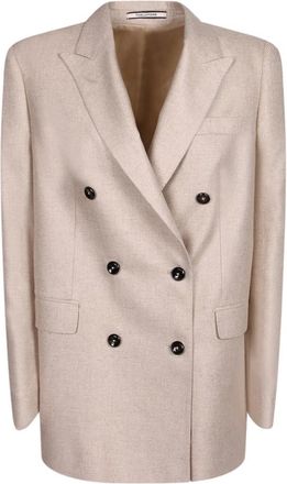 Tagliatore Jassen, Dames, Beige, S, Zijden Blazer