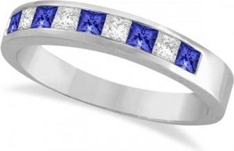 Allurez Princess-Cut Tanzanite & White Diamond Ring 14k White Gold (0.75ct)