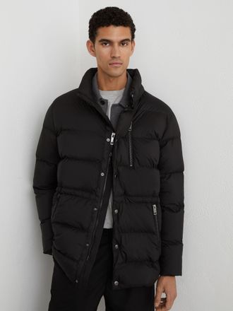 Reiss Black Detachable-hood Quilted Puffer Coat, Xxl