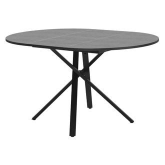 ML Design Ml-design Mesa De Comedor Extensible Redonda Para 4-6 Personas, Mesa De Cocina Tablero Aspecto Madera Gris Moteado 100-140 X 76 X 100 Cm, Patas De Ace