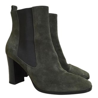 Christian Louboutin olive green suede heeled ankle boots Size 40.5