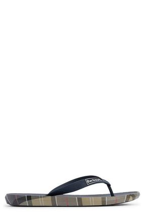 Barbour Oakdale Flip Flop in Navy/Dress Tartan at Nordstrom, Size 12