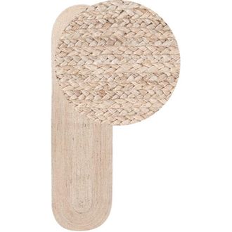 Beliani Area Rug Beige Jute 80 x 300 cm Braided Oval Underfloor Heating Suitable Natural Living Room Bedroom DEMIRCI