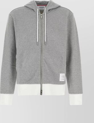 Thom Browne hood cotton sweatshirt ribbed cuffs hem