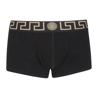 Versace Bottoms, male, Black, Size: 2XL Greca Jacquard Boxer Shorts