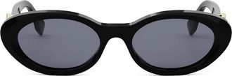 Fendi Ff Diamonds Black Oval Sunglasses