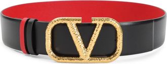 Valentino Garavani Belts, female, Black, 70 CM, Black Leather Belt for Women