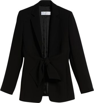 Max Mara Elegante Jas met Strikdetail - Dames - Blazers - Zwart - XS - Leer - Jassen