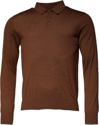 Dolce & Gabbana Brown Cashmere Buttoned Men Pullover Mens Sweater