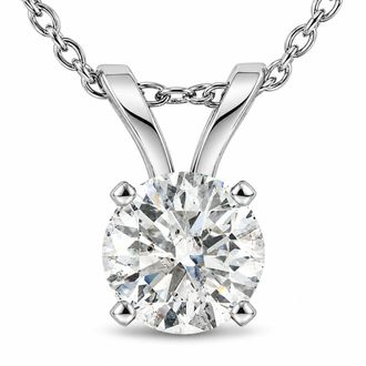 Pompeii3 1/2 Ct Diamond Solitaire Pendant Necklace in 14k White Or Yellow Gold