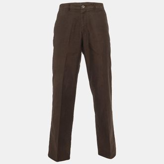 Ermenegildo Zegna Brown Cotton Regular Fit Pants L/waist