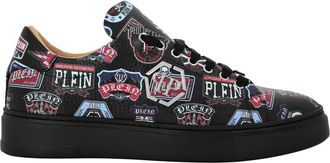 Philipp Plein Lo-Top Sneakers Carson Patches - Heren - Sneakers - Zwart - 46 EU - Leer - Schoenen