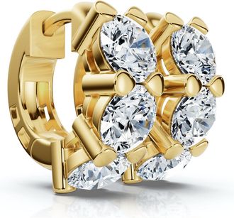 Pompeii3 3Ct Diamond Huggie Hoop Earrings 14k Gold 1/2 Tall Lab Grown EF/VS