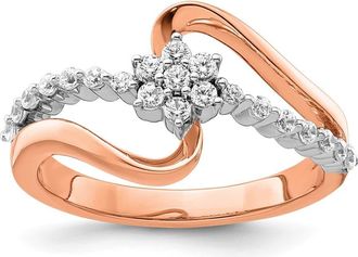 Diamond2Deal 14k Two-tone Lab Grown Diamond Wedding Band Ring 0.33Ct Clarity- VS Color- G-H