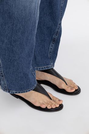 Balmain Leather Sandals, Womens, Black