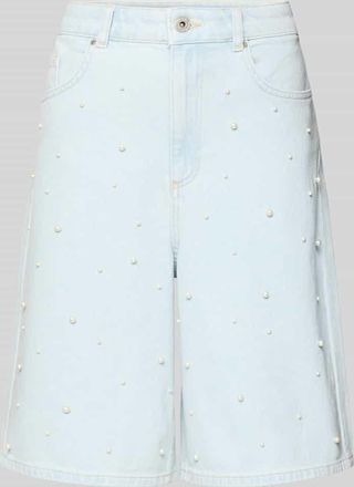 Jake*s Casual Bermudas in Denim-Optik mit Perlen in Hellblau Melange, Gr&ouml;&szlig;e 34