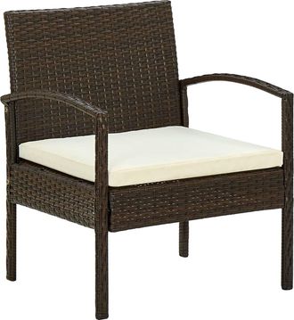 vidaXL Vidaxl - Silla De Jard&iacute;n Con Coj&iacute;n Rat&aacute;n Sint&eacute;tico Marr&oacute;n