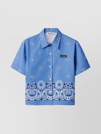 Miu Miu poplin flare print short sleeve shirt