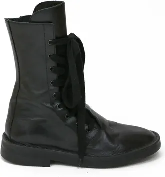 Ann Demeulemeester Womens Leather Combat Boots In Black
