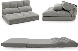 Costway Costway - Sof&aacute; Cama De 2 Plazas, Sof&aacute; Convertible Con Respaldo Ajustable En 6 Posiciones, Funda De Terciopelo Y 2 Almohadas, Cama Plegable Para Dormit