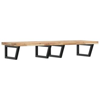 Berkfield Home Basin Shelf Wall Mounted Steel & Solid Wood Acacia in Brown