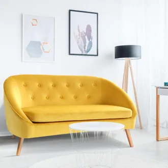 IDMarket Idmarket - Sonia Sof&aacute; Cama De Terciopelo Amarillo
