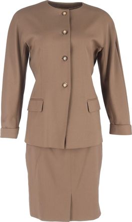 Max Mara Single-Breasted Blazer and Skirt Suit in Brown Wool
