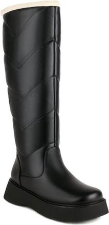 Generic Womens Knee High Winter Thermal Snow Boots Platform Heels Round Toe Waterproof Fashion Warm Plush Shoes (Black,5.5)