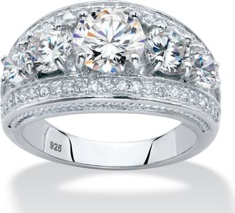 Palm Beach Jewelry 3.41 Cttw. Platinum-plated Sterling Silver Round Cubic Zirconia Anniversary Ring