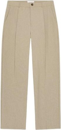 Les Deux Reece Pleated Mini Check Pants - Heren - Straight fit broeken - Beige - W34 - Leer - Broeken