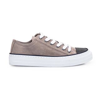 Brunello Cucinelli Brunello Cucinelli, Sneakers, female, Brown, Size: 6 US Beige Suede Jewelry Toe Sneakers