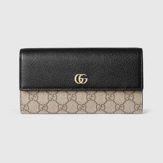 Gucci GG Marmont Bi-color Continental Wallet, Black, Leather