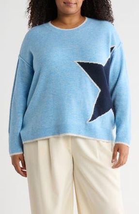 Vince Camuto Star Detail Crewneck Sweater in Blue Heather at Nordstrom Rack, Size 3X